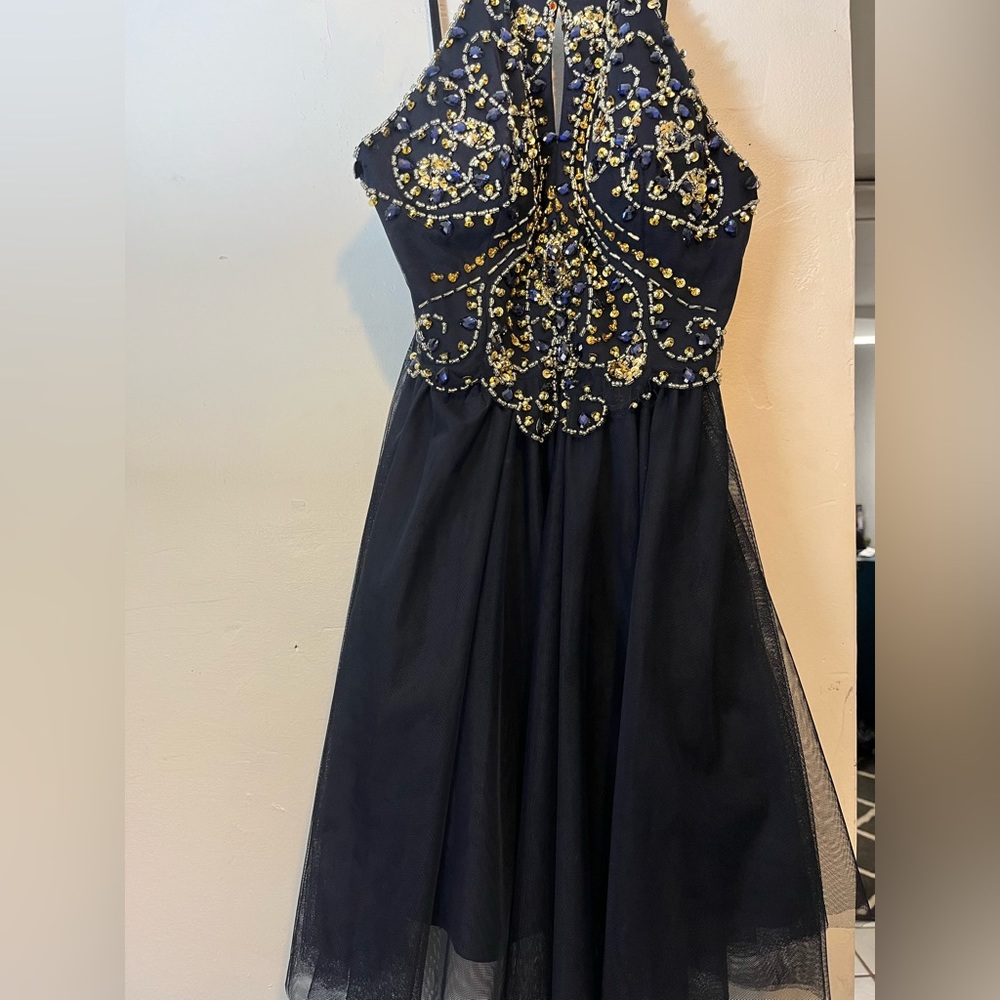 Blondie Nites by Stacy Sklar Keyhole Dress with beads on bodice